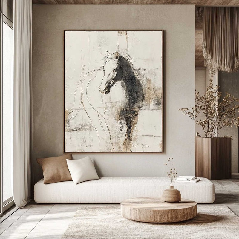 Wall Art Monochrome Horse Portrait Minimalist