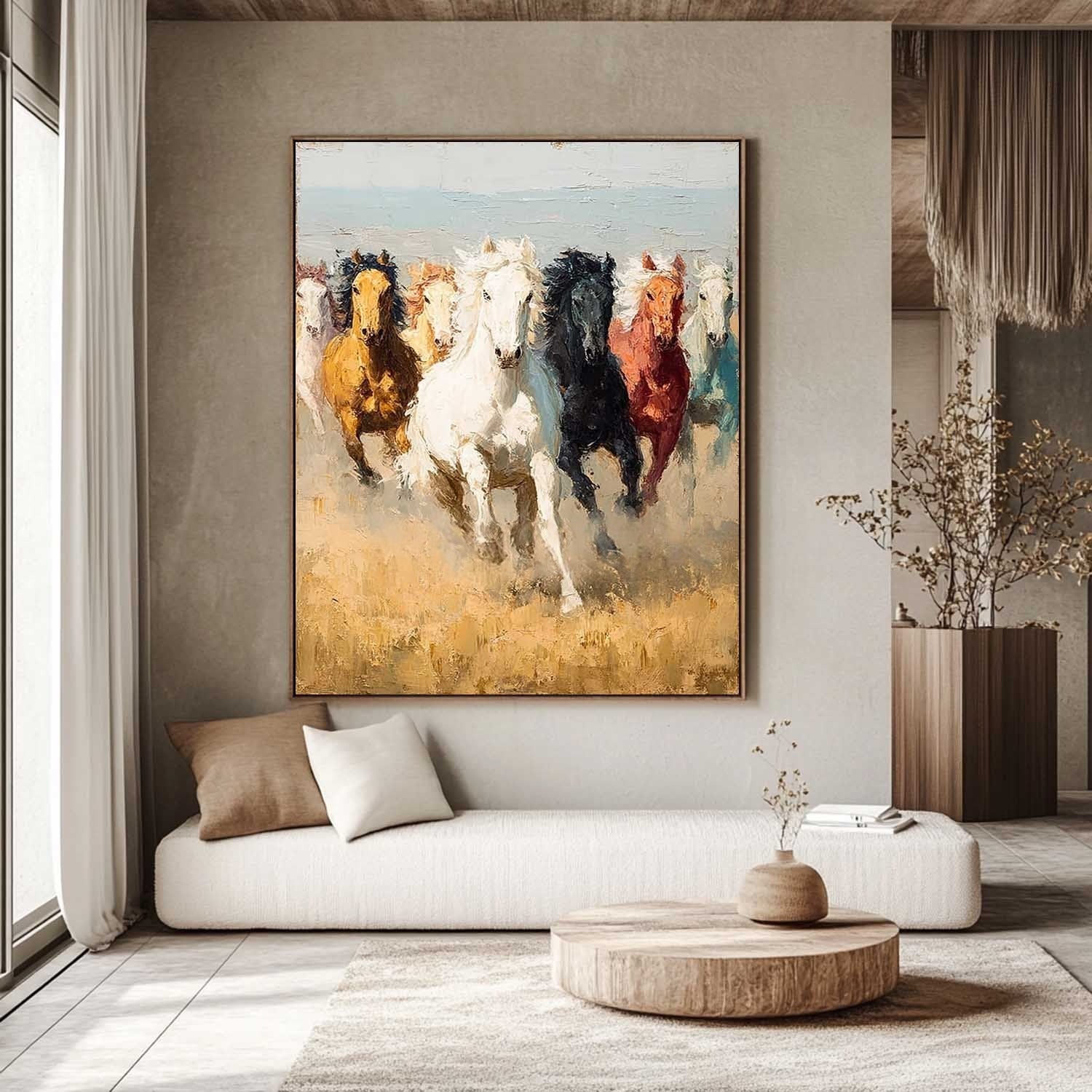 Wild Horses Running 3D Impasto Painting