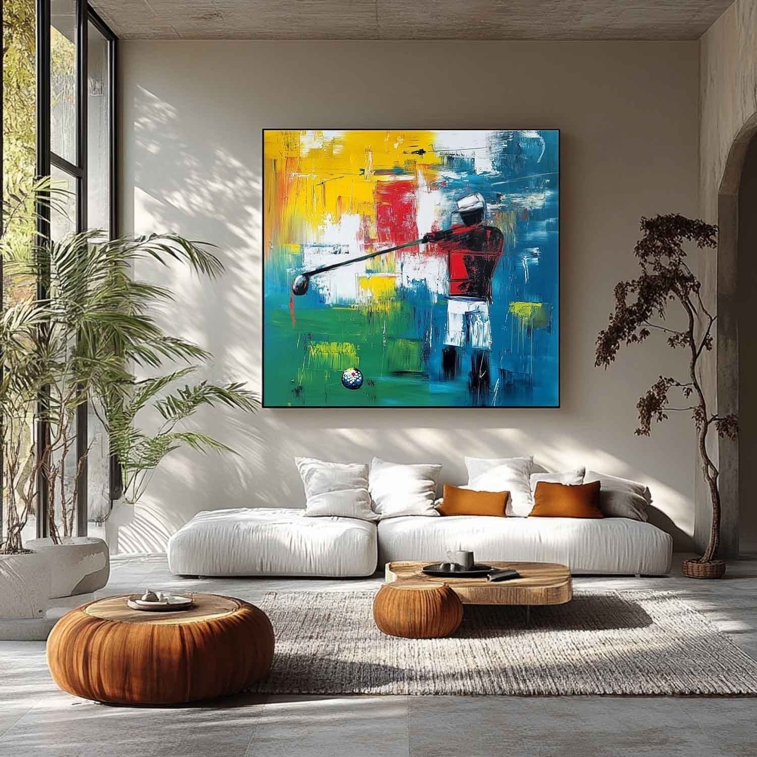Wall Art Abstract Golfer Swing Colorful