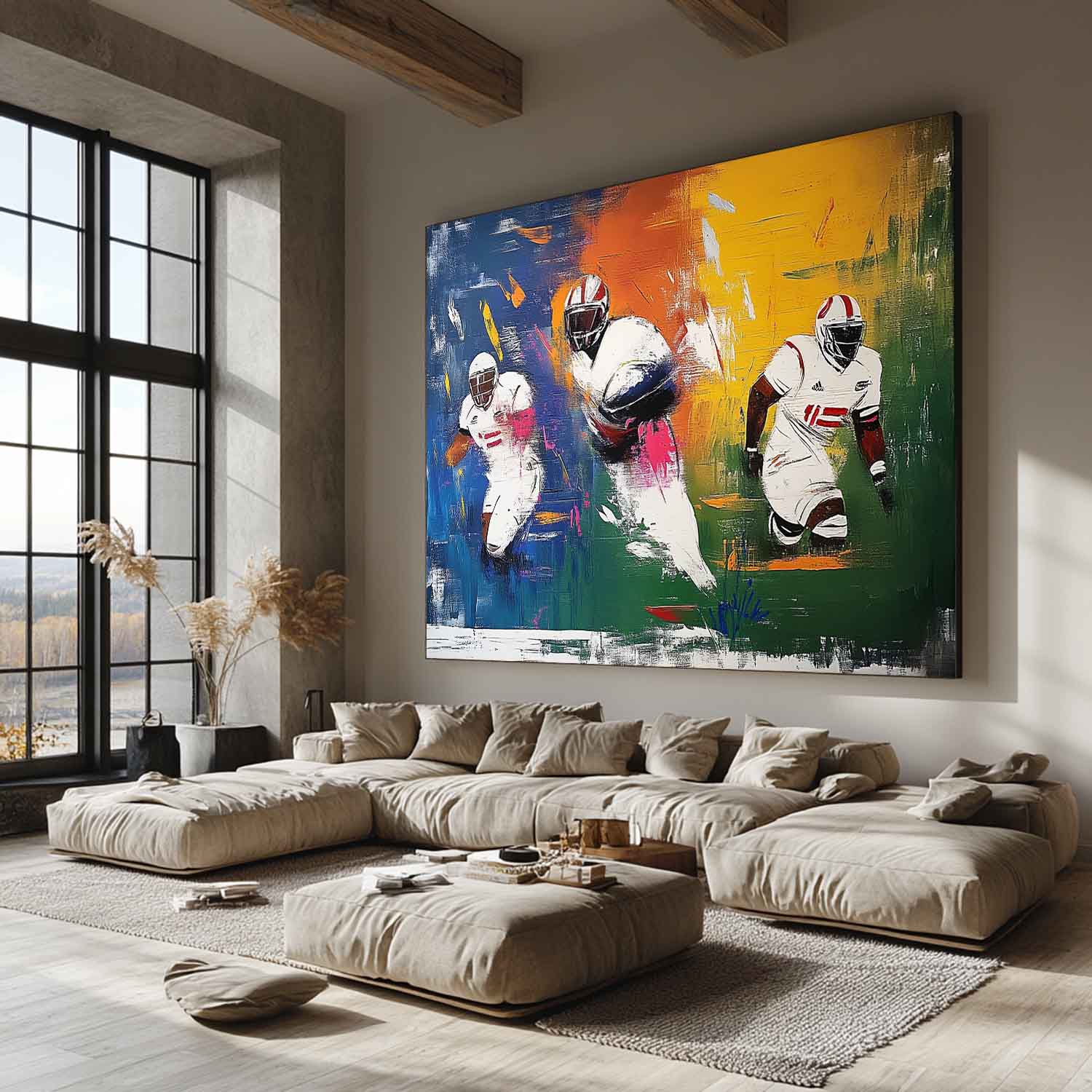 Dynamic American Football Player Painting