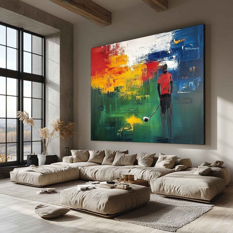 Wall Art Abstract Golf Player Painting