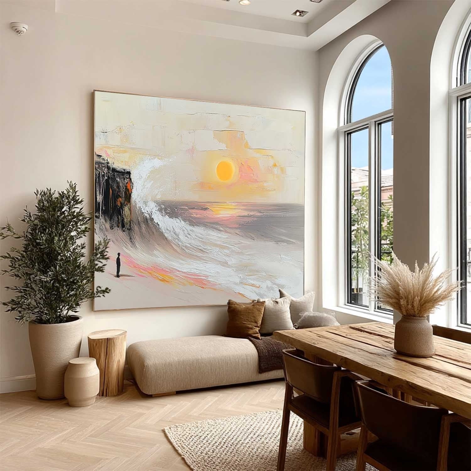 Wall Art Panoramic Impressionist Coastal Sunset Scene