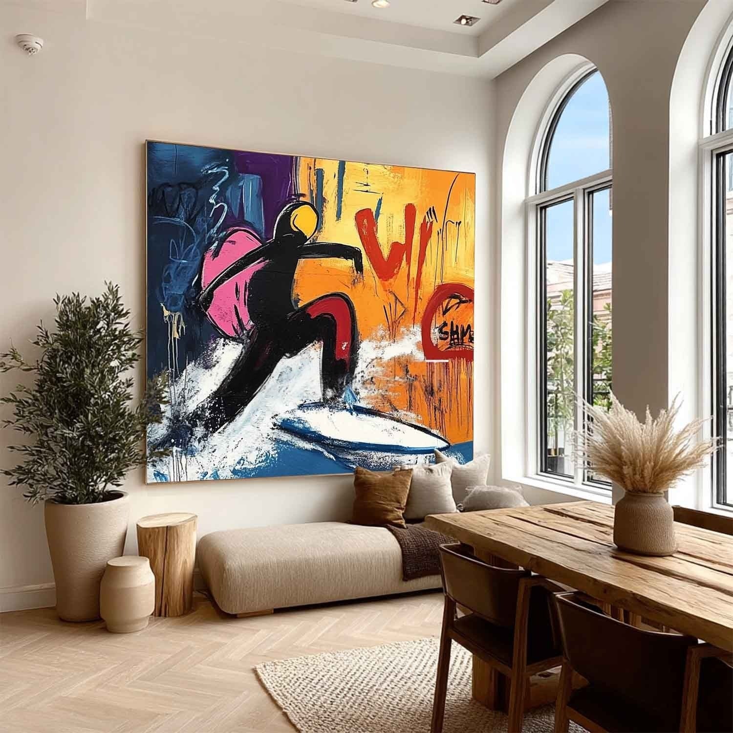 Wall Art Square Pop Art Surfing Graffiti Scene Vibrant