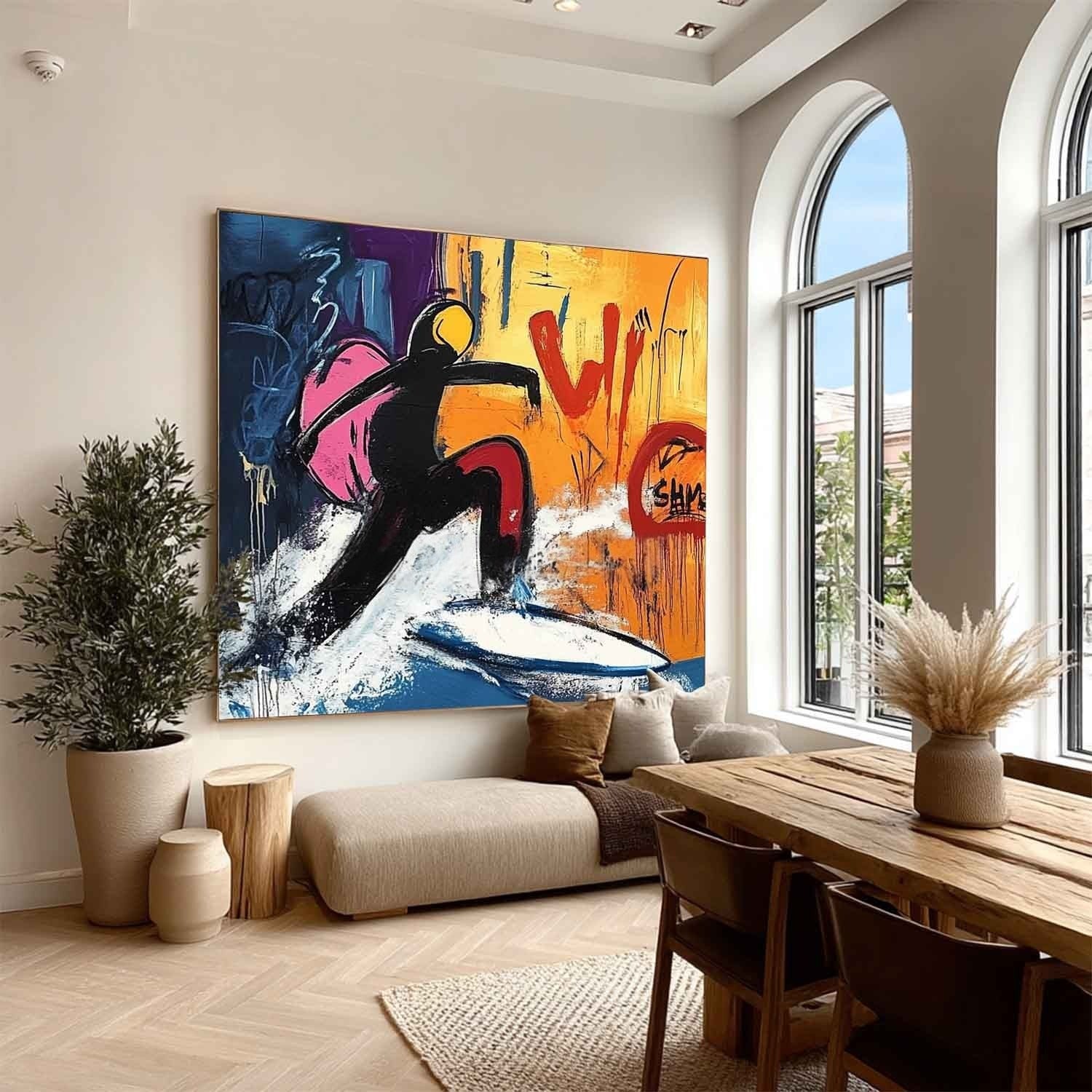 Wall Art Square Pop Art Surfing Graffiti Scene Vibrant