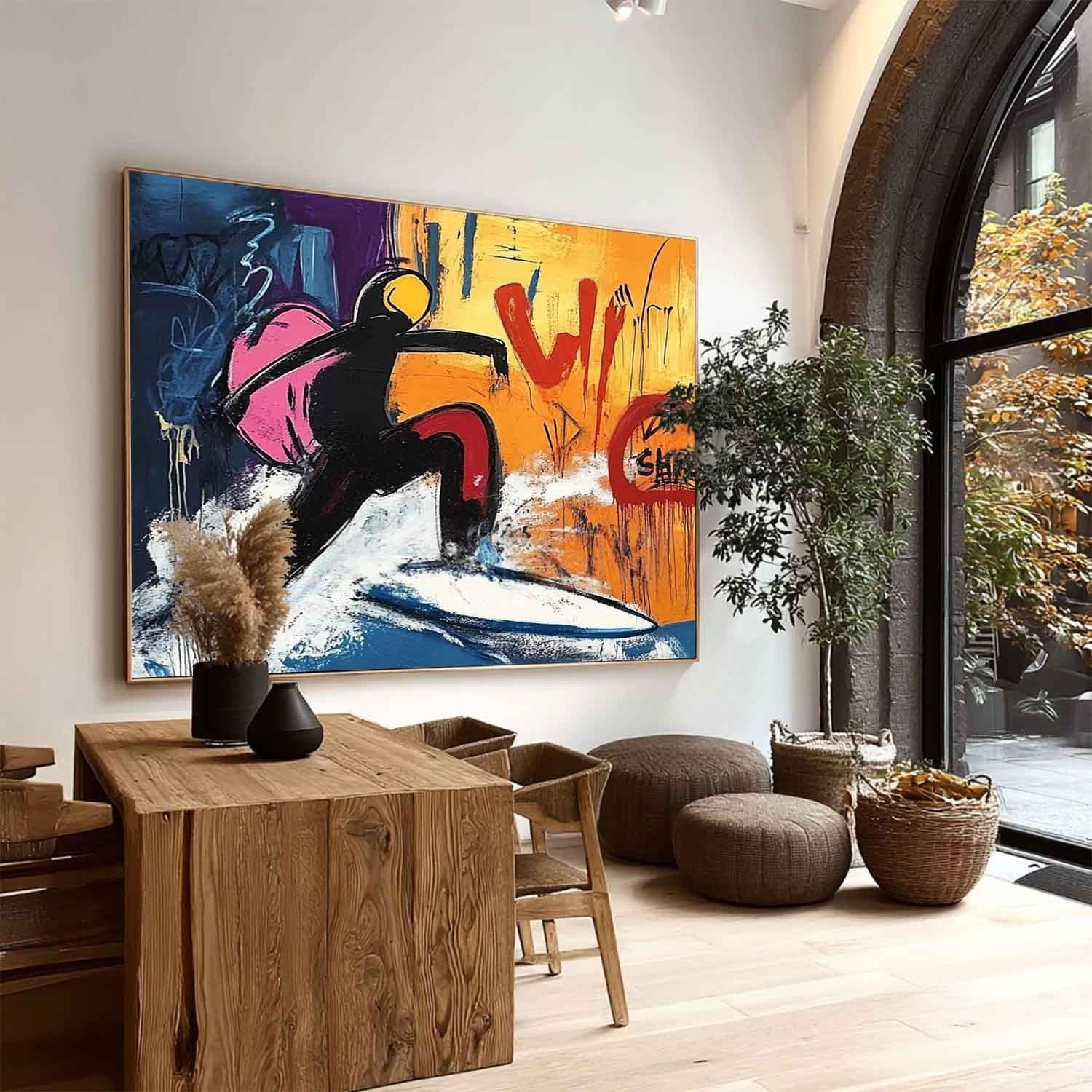 Wall Art Square Pop Art Surfing Graffiti Scene Vibrant