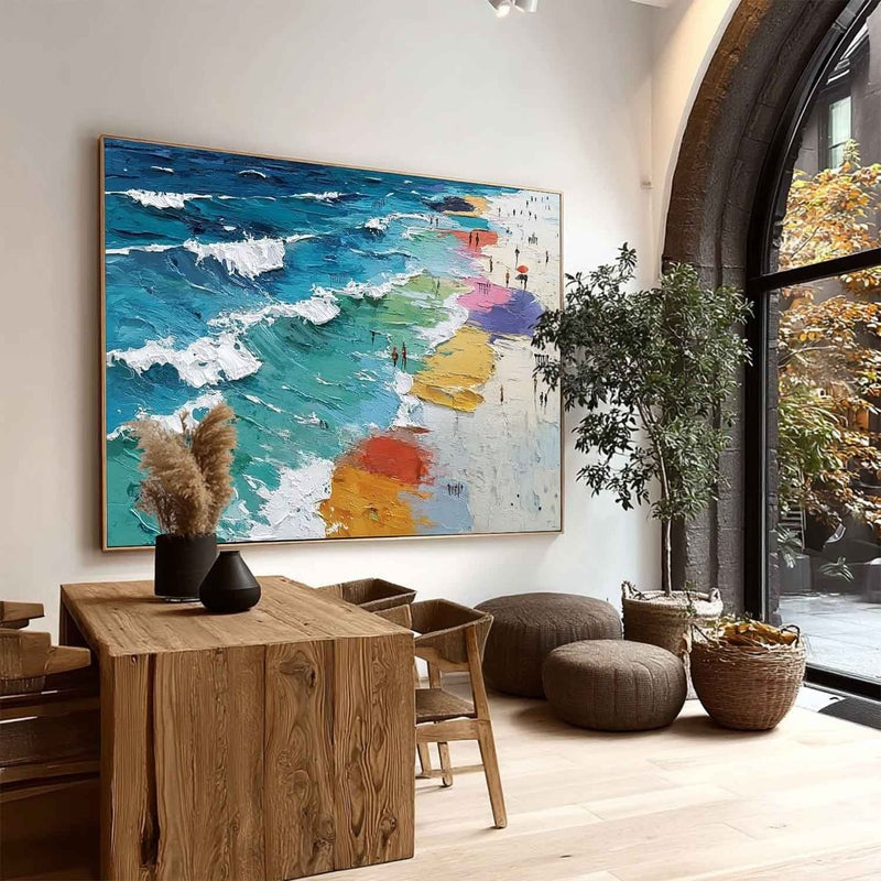 Wall Art Colorful Beach Impasto Ocean Wave