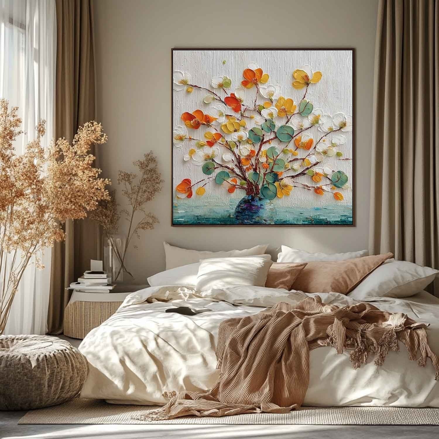 Autumn Blossom in Vase 3D Impasto Painting