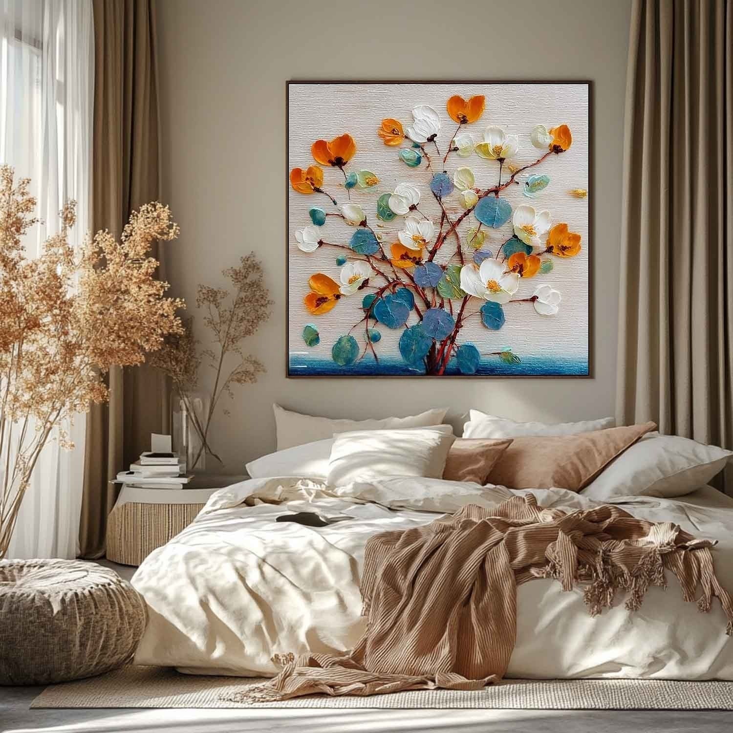 Autumn Blossom Impasto Painting