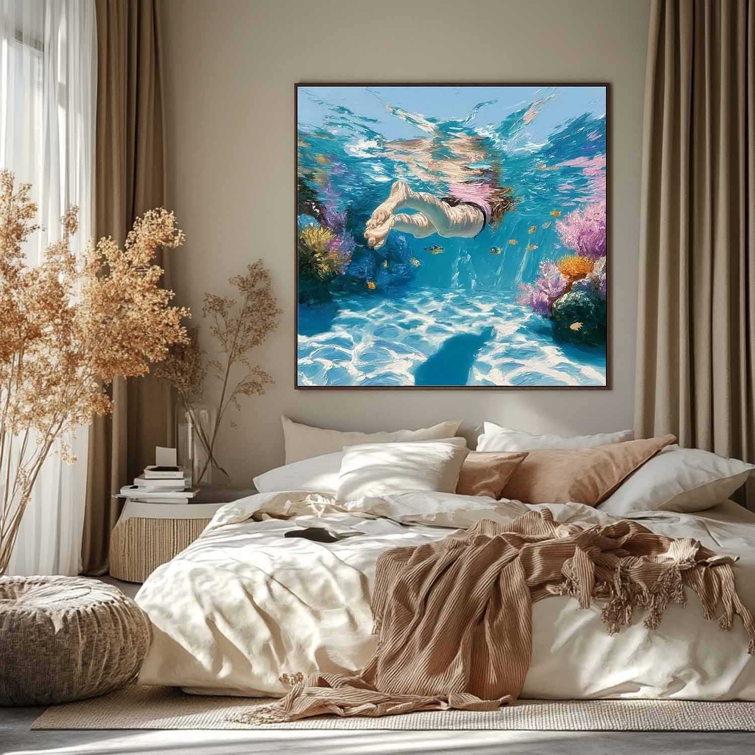 Wall Art Underwater Swimmer Coral Reef