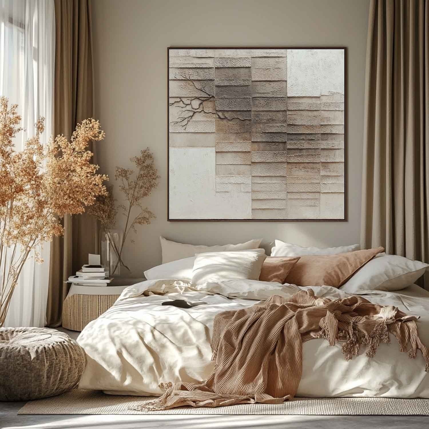 Wall Art Wabi-Sabi Textured Panel Tree Branch