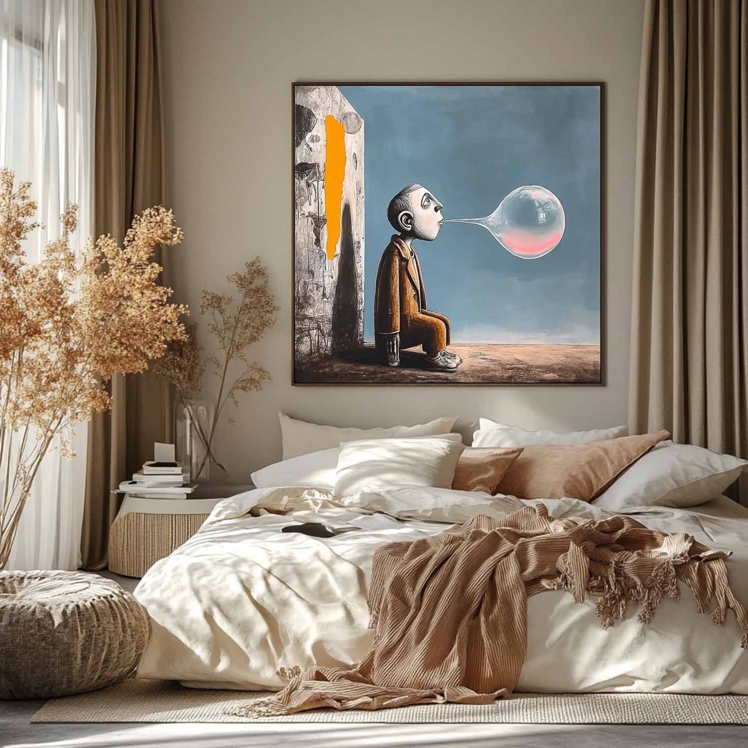 Wall Art Surreal Bubble Man Figure Oil Painting