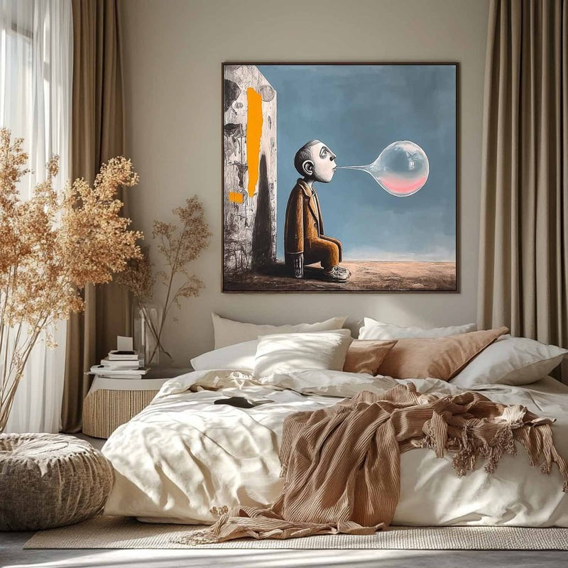 Wall Art Surreal Bubble Man Figure Oil Painting