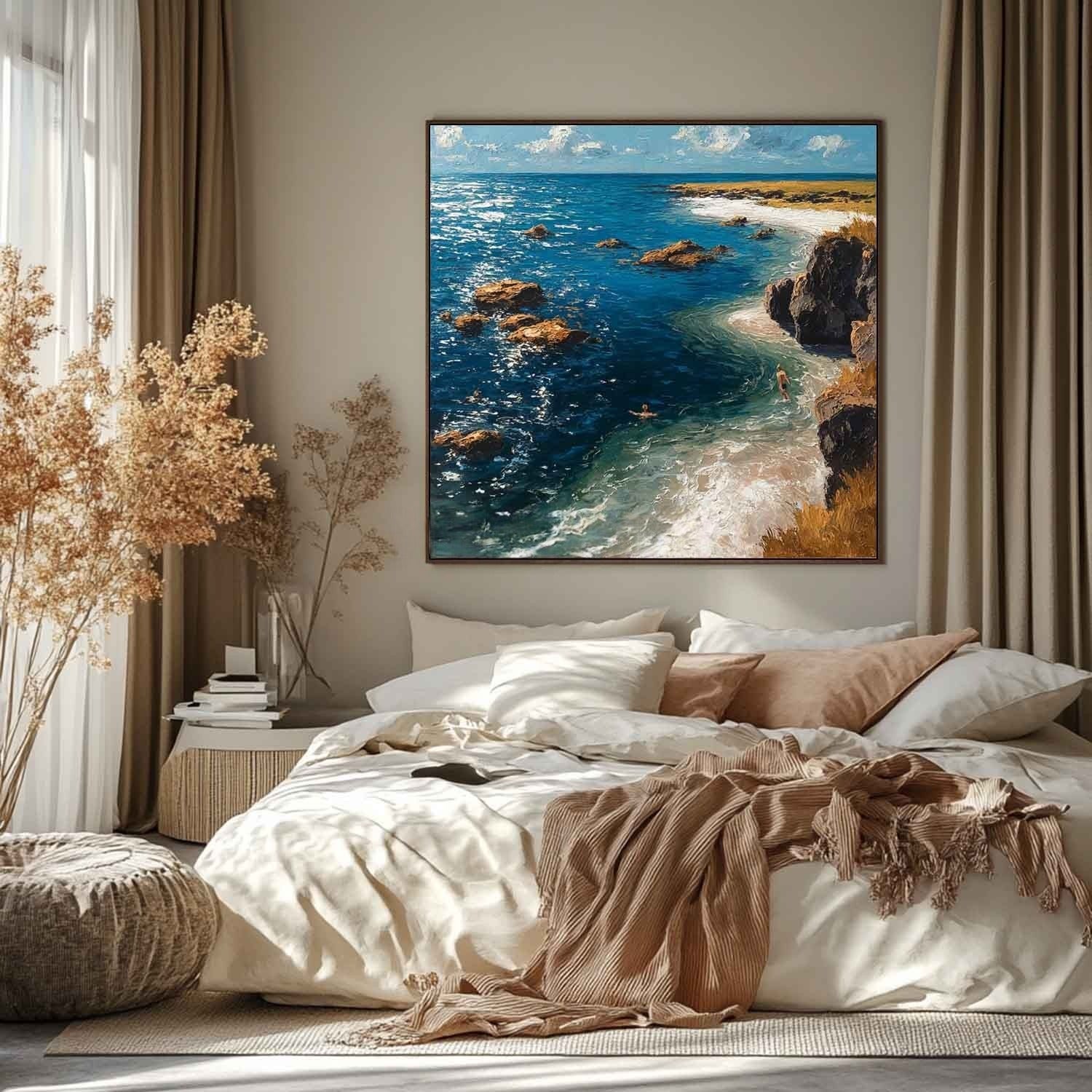 Cliffside Coastal Vista Impasto Painting