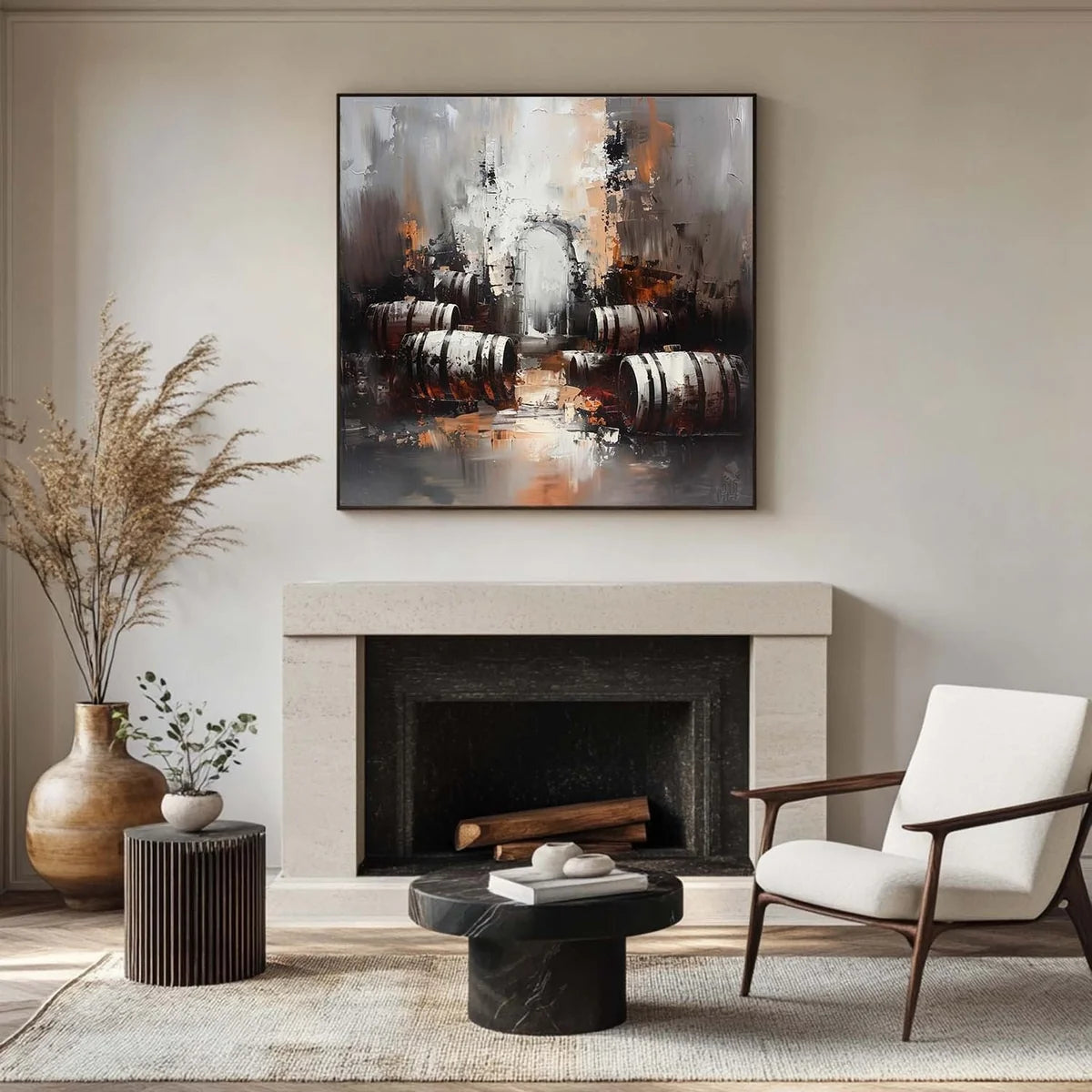 Wall Art Rustic Textured Wine Barrel