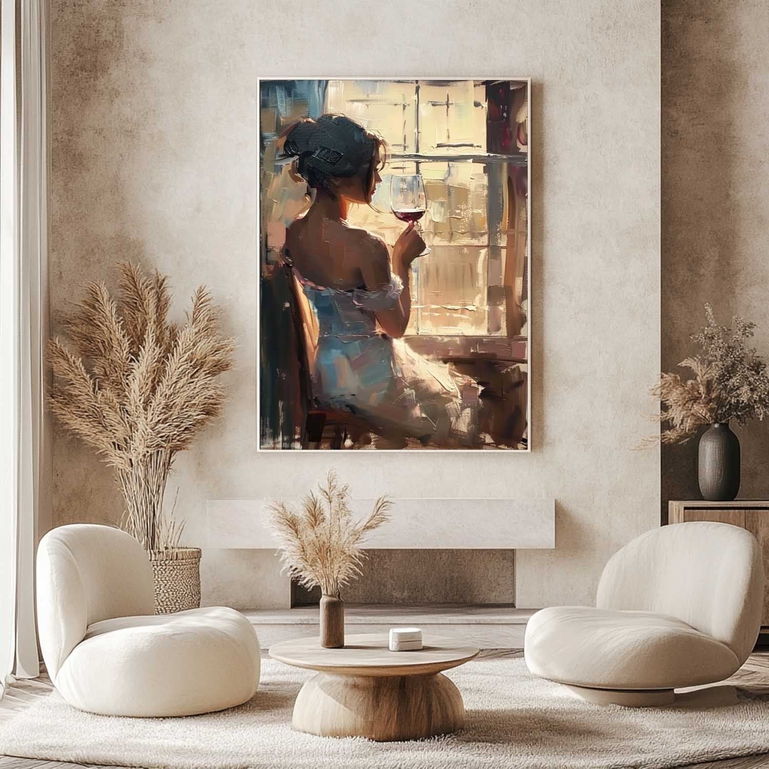 Wall Art Vertical Impressionist Figure Painting Warm