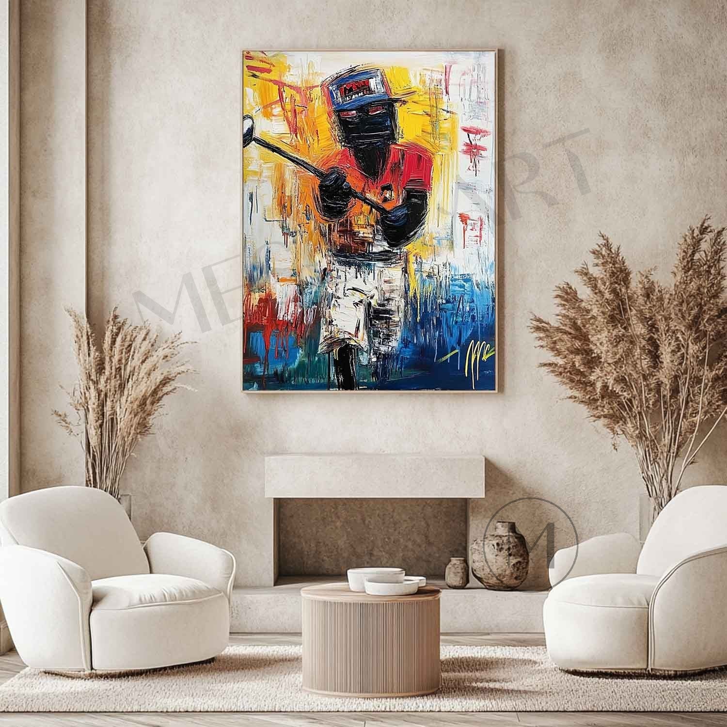 Wall Art Vertical Expressionist Golfer Painting