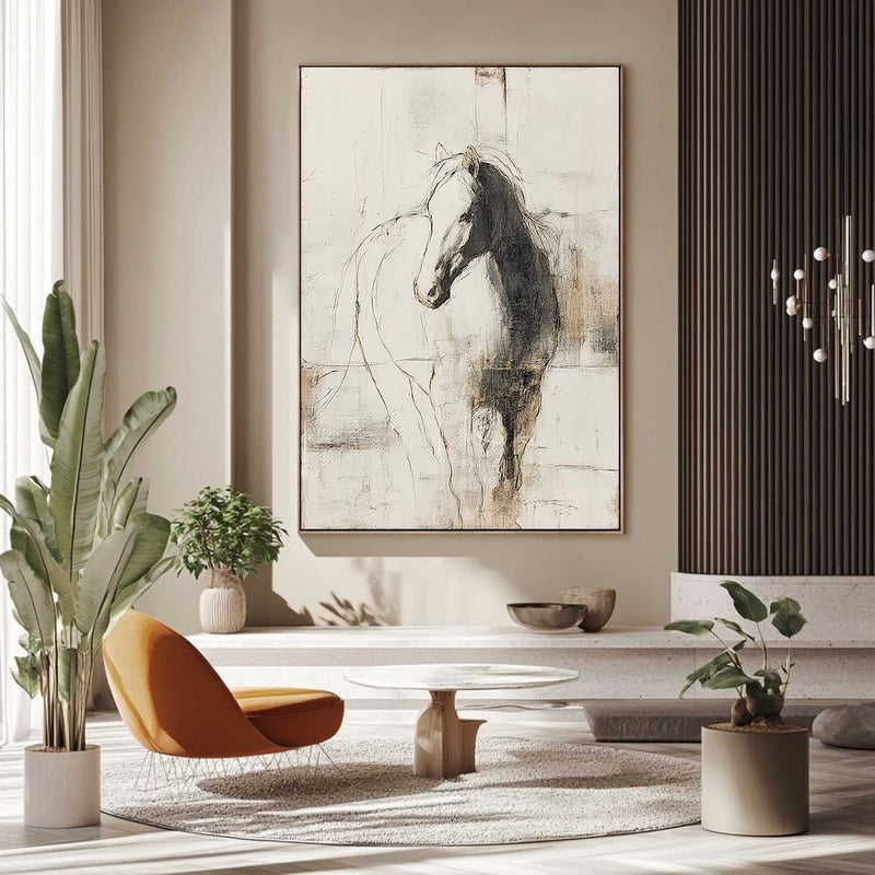 Wall Art Monochrome Horse Portrait Minimalist
