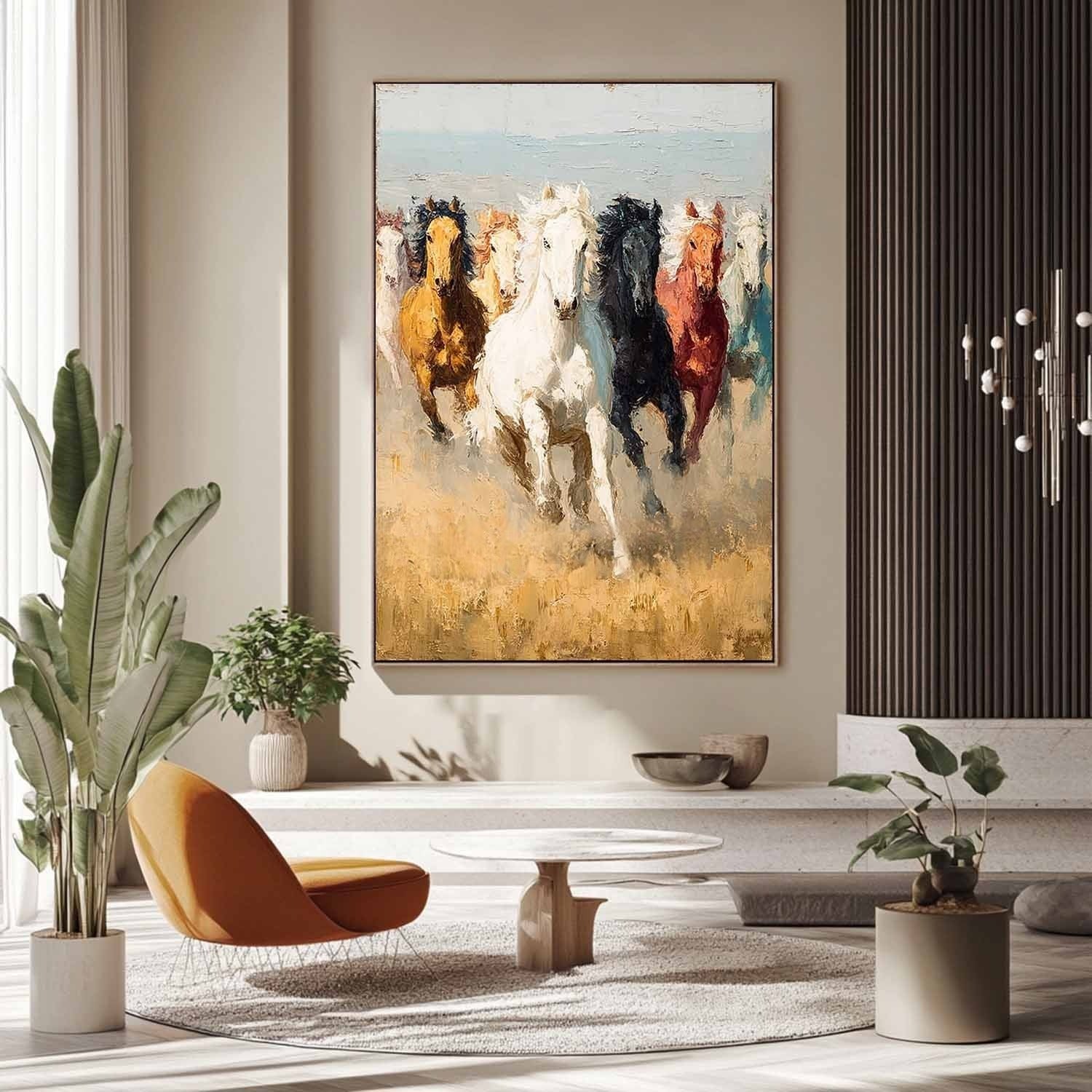 Wild Horses Running 3D Impasto Painting