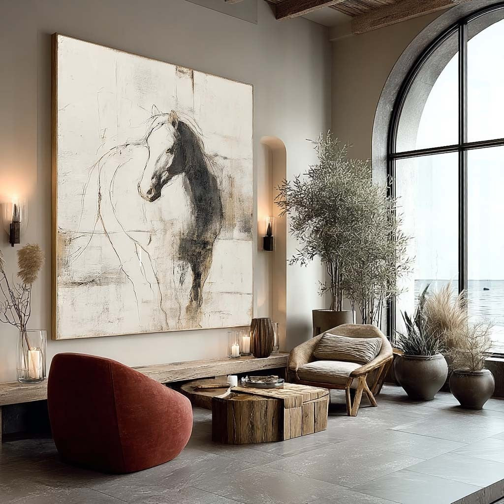 Wall Art Monochrome Horse Portrait Minimalist