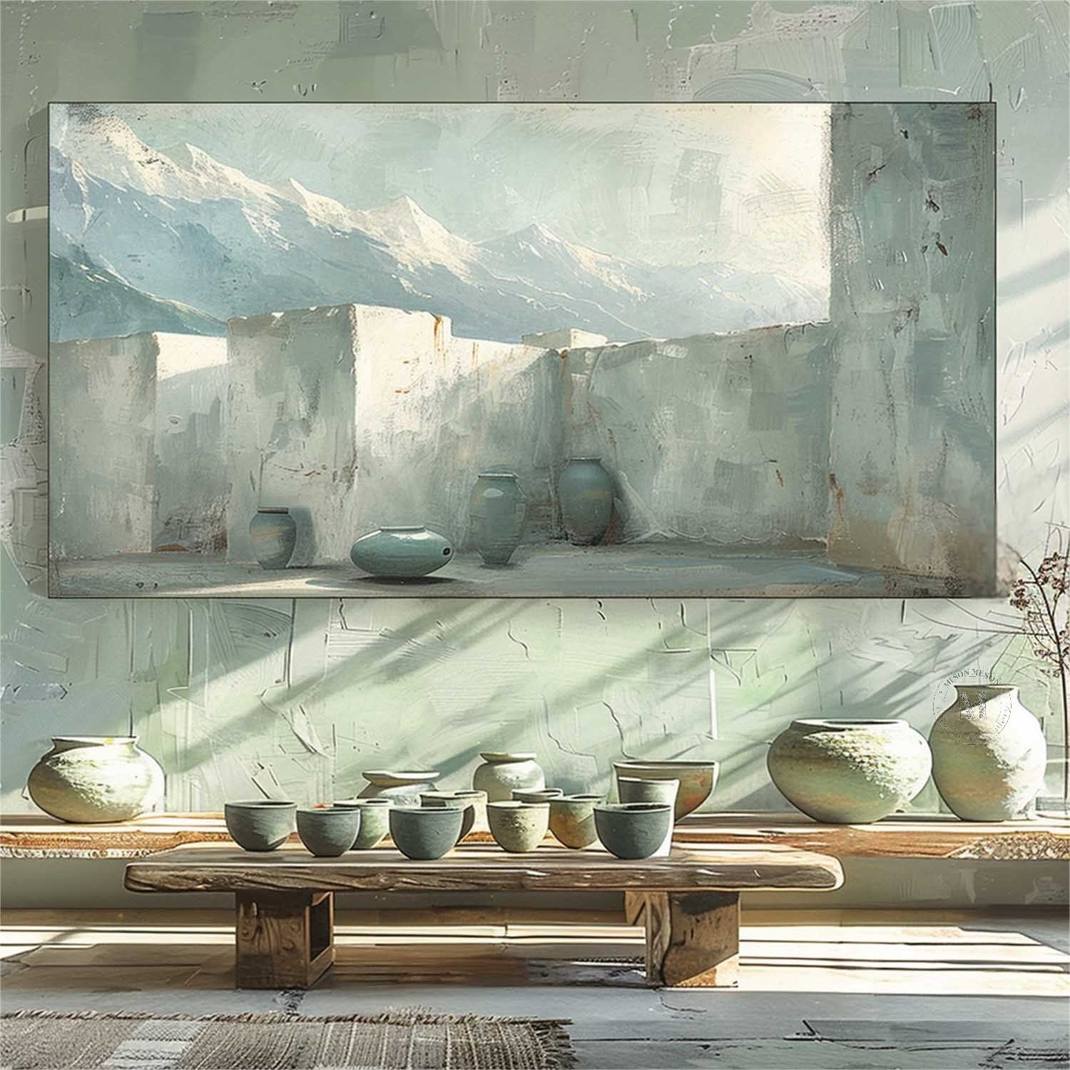 Wall Art Mountain Courtyard Ceramic Vessels
