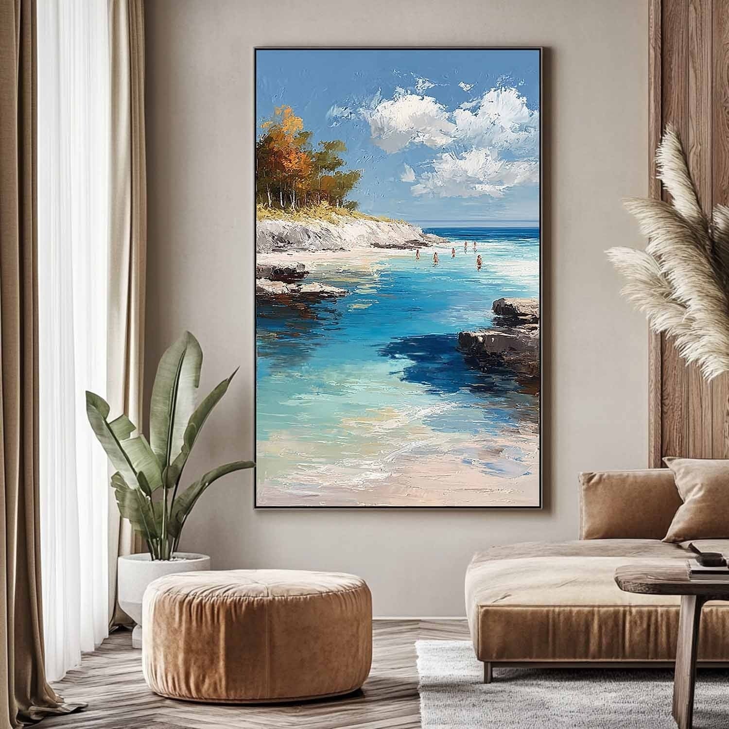 Cliffside Cove Impasto Painting