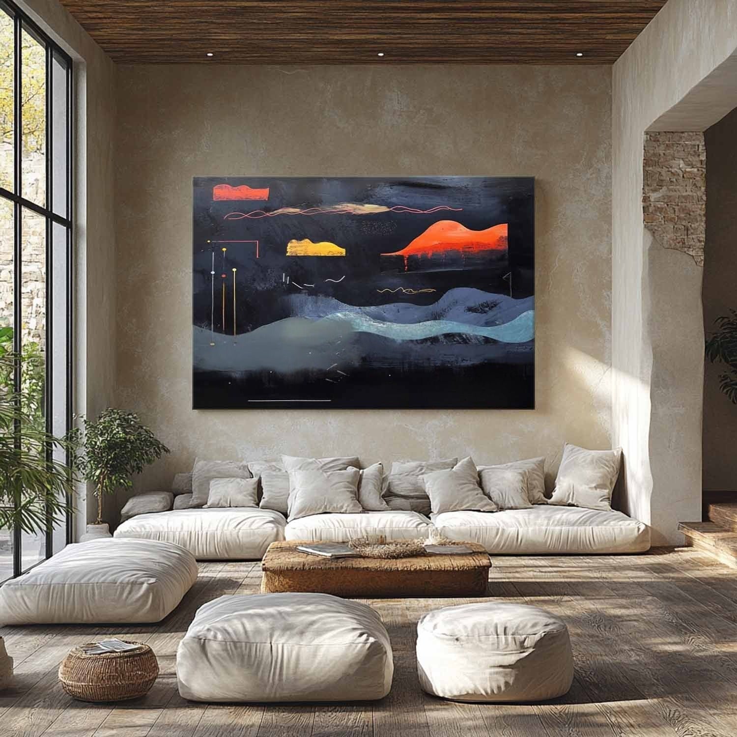 Wall Art Dramatic Textured Layered Dark