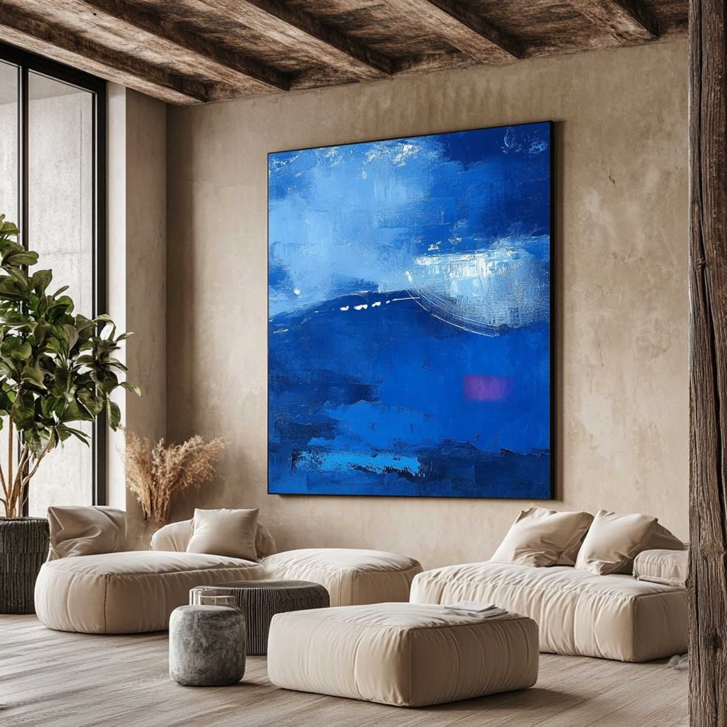 Wall Art Calming Textured Deep Blue