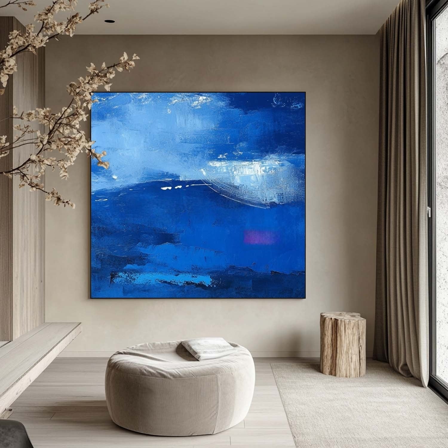 Wall Art Calming Textured Deep Blue