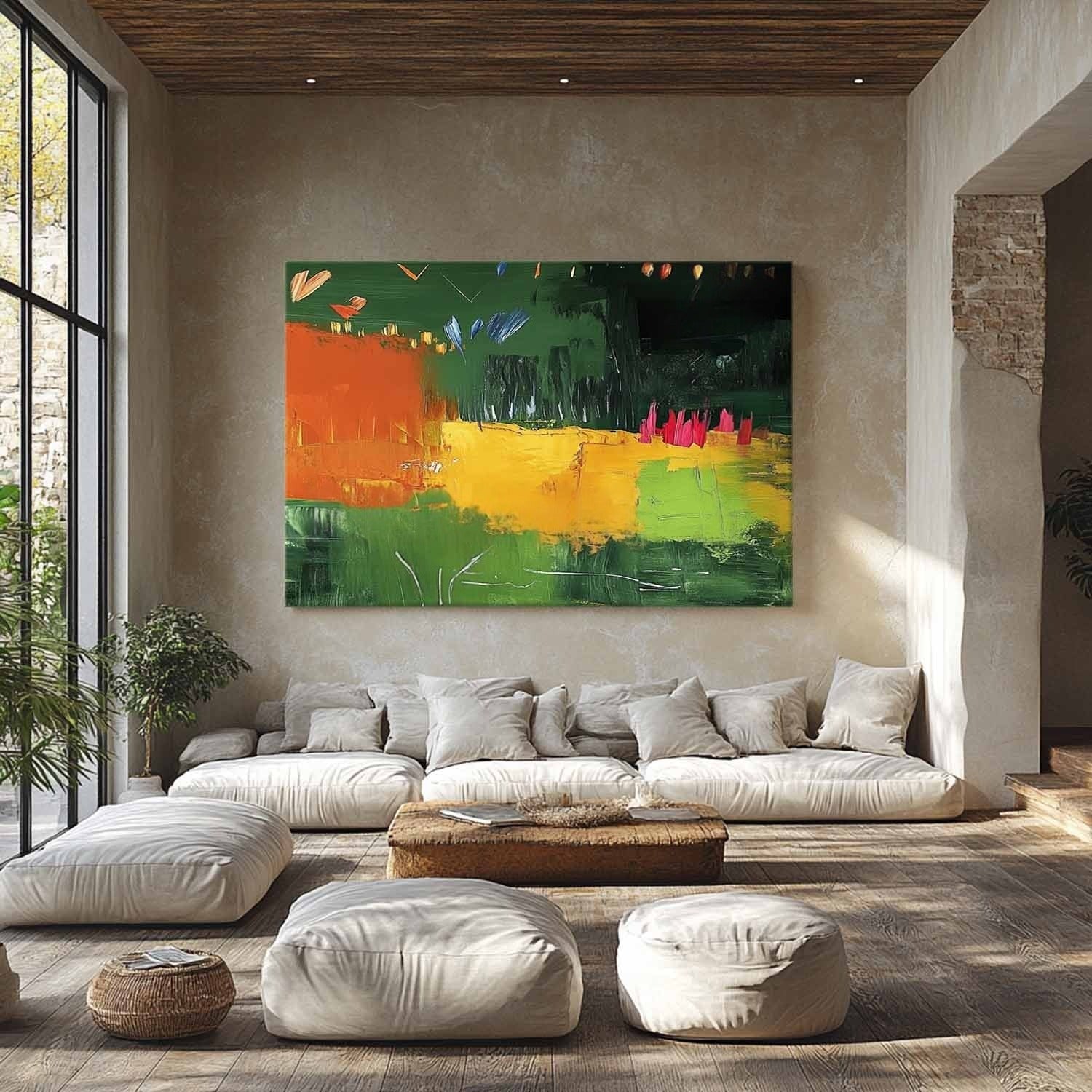 Wall Art Energetic Textured Bold Green