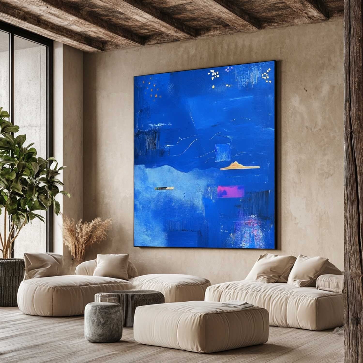 Wall Art Dreamy Textured Layered Blue