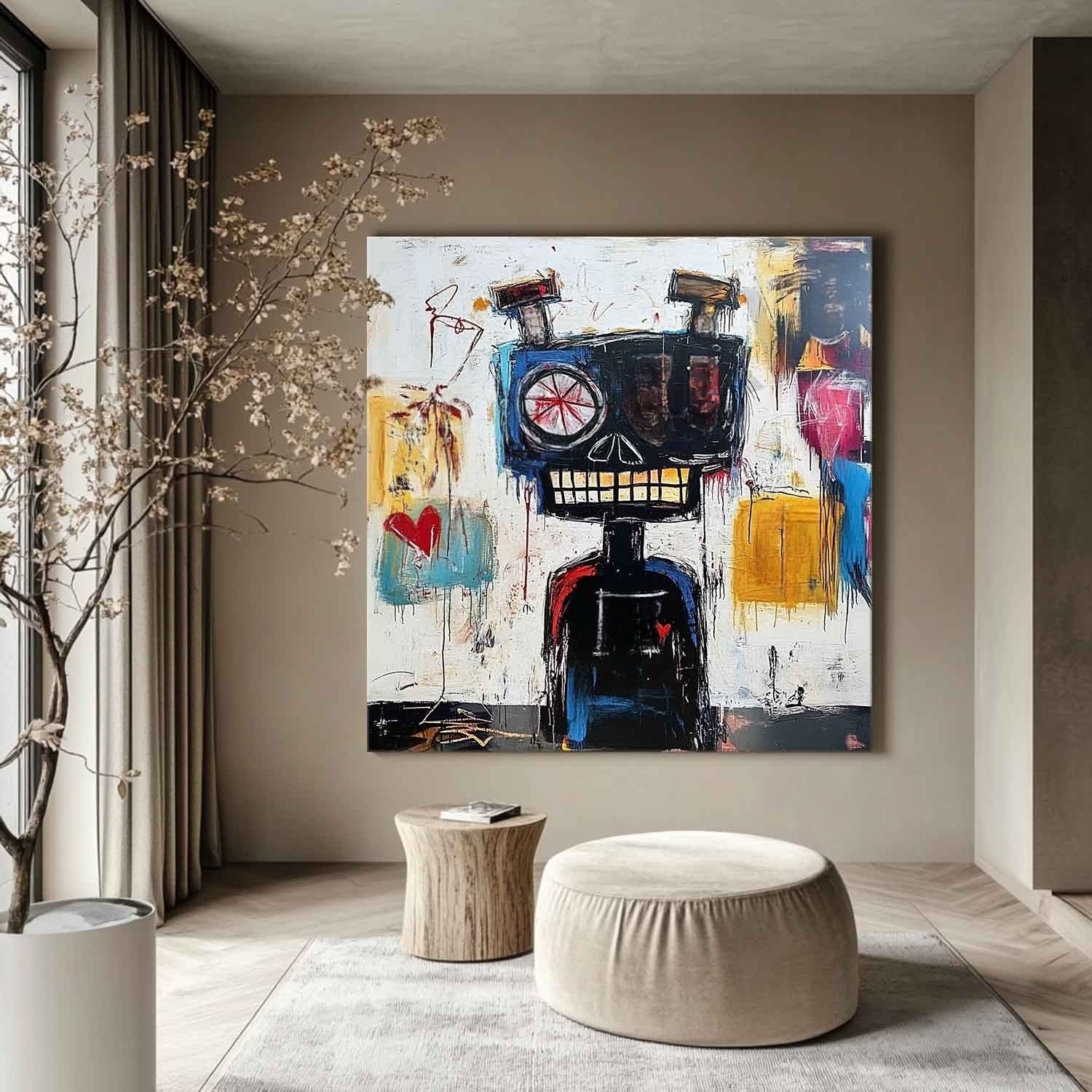 Wall Art Neo Expressionist Robot Skull