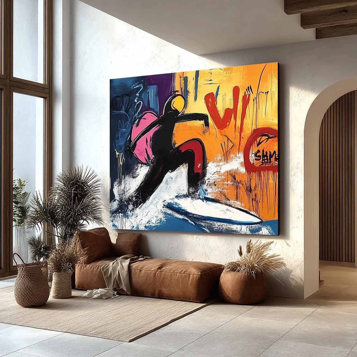 Wall Art Square Pop Art Surfing Graffiti Scene Vibrant
