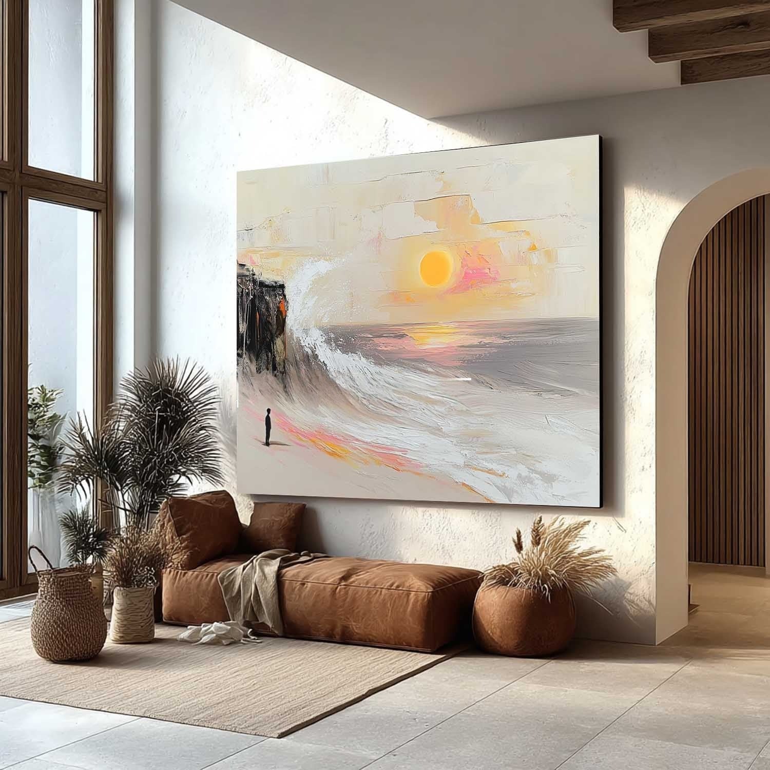 Wall Art Panoramic Impressionist Coastal Sunset Scene
