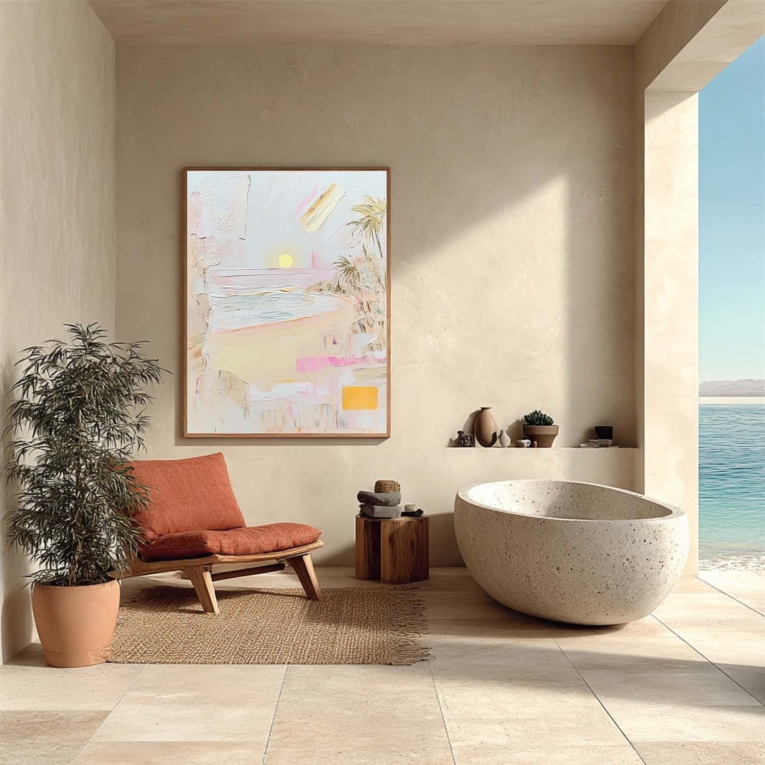 Wall Art Rectangle Impressionist Beach Sunset Art Pastel