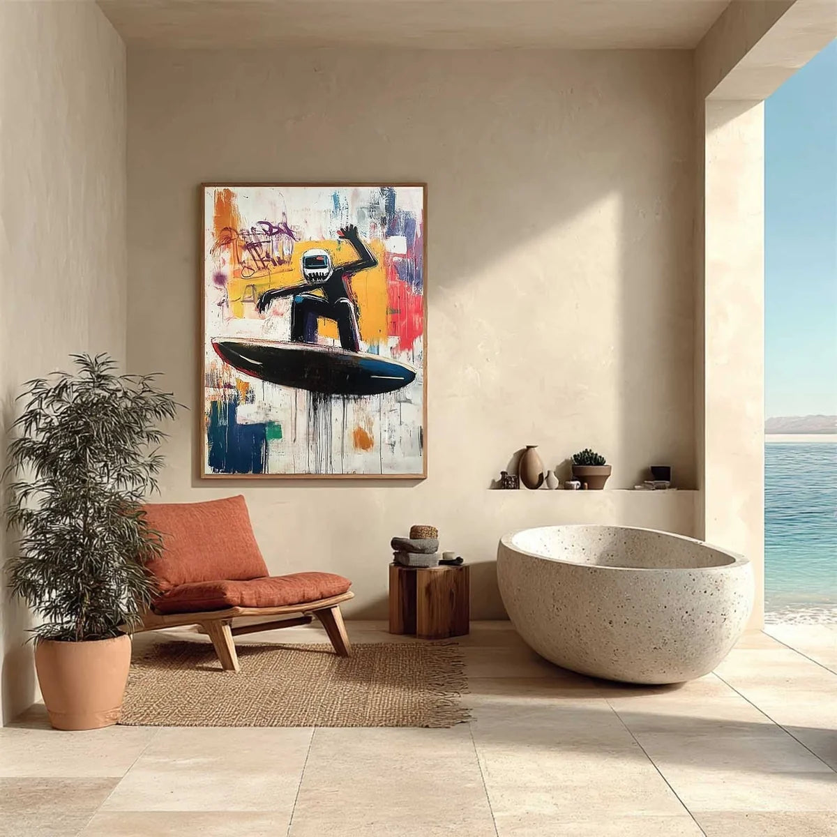 Wall Art Futuristic Textured Helmeted Surfer