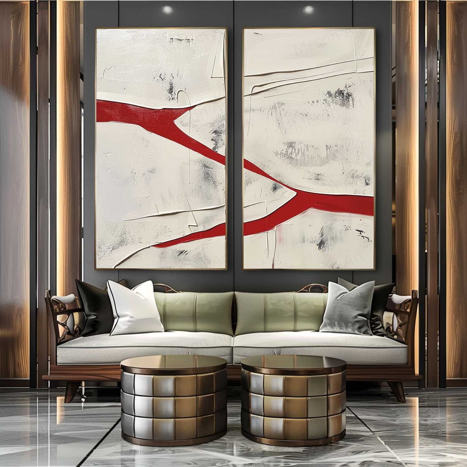 Wall Art Vertical Set Abstract Textured
