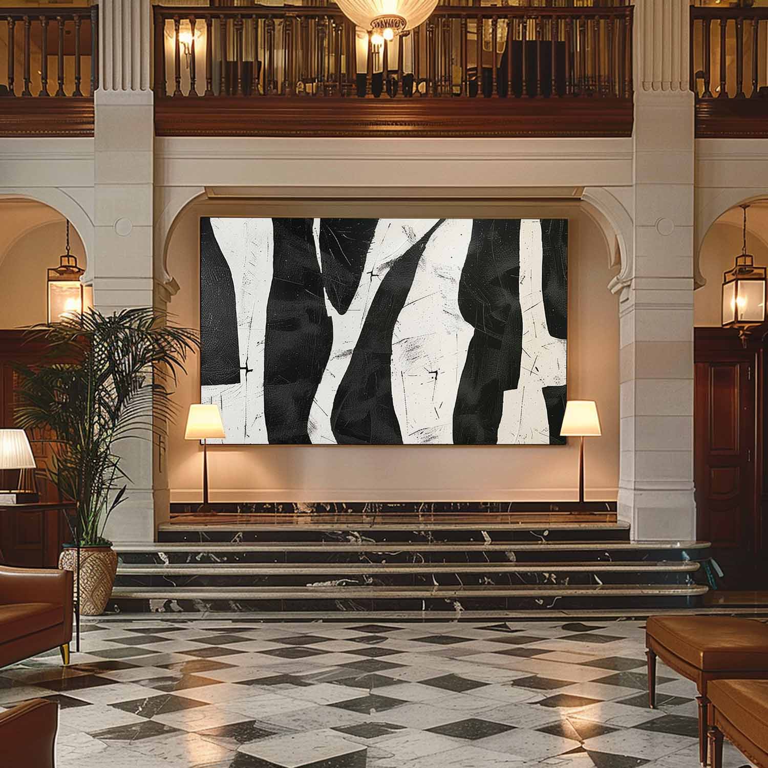 Wall Art Abstract Shape Flow Monochrome Elegant