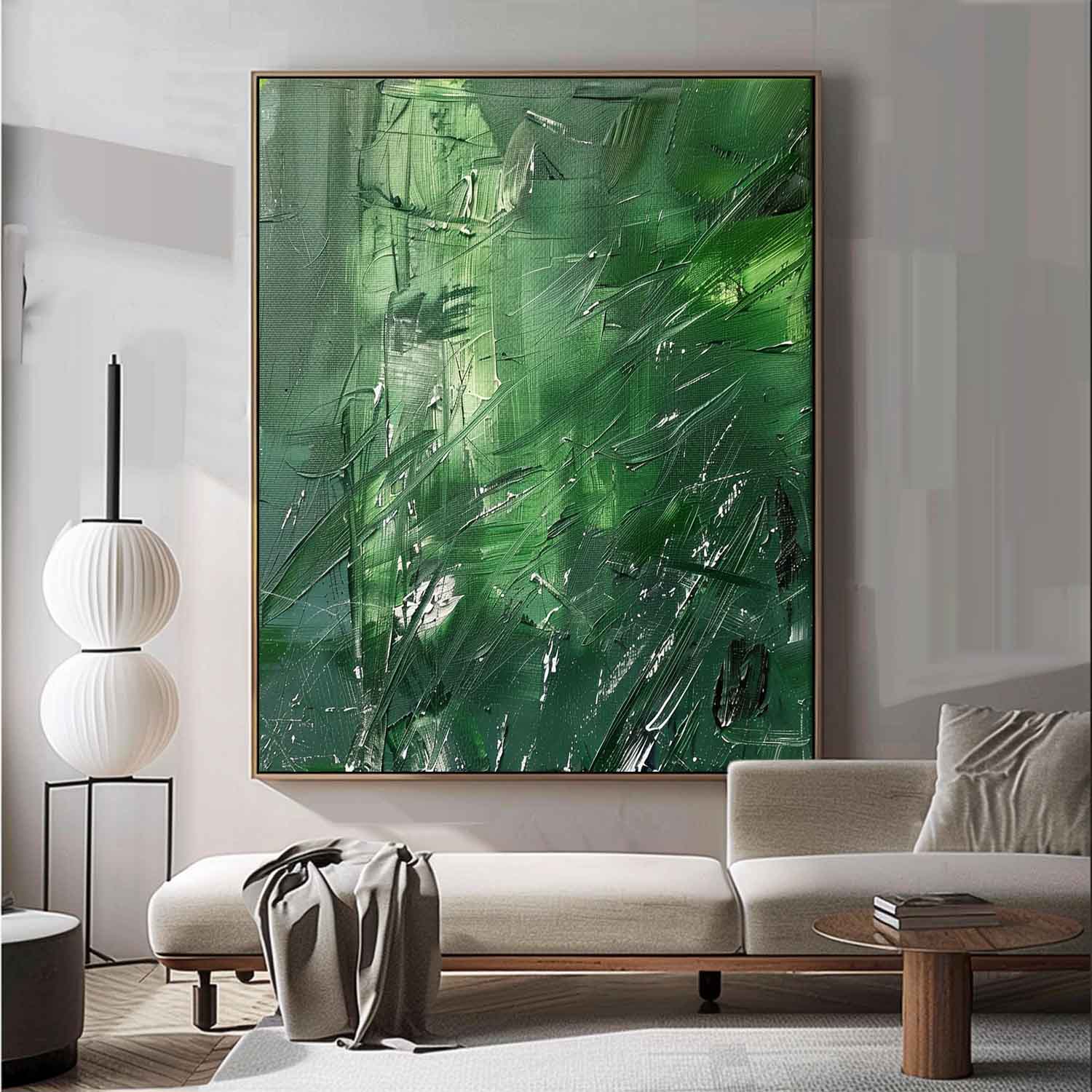 Bold Green Abstract Art Oil Painting