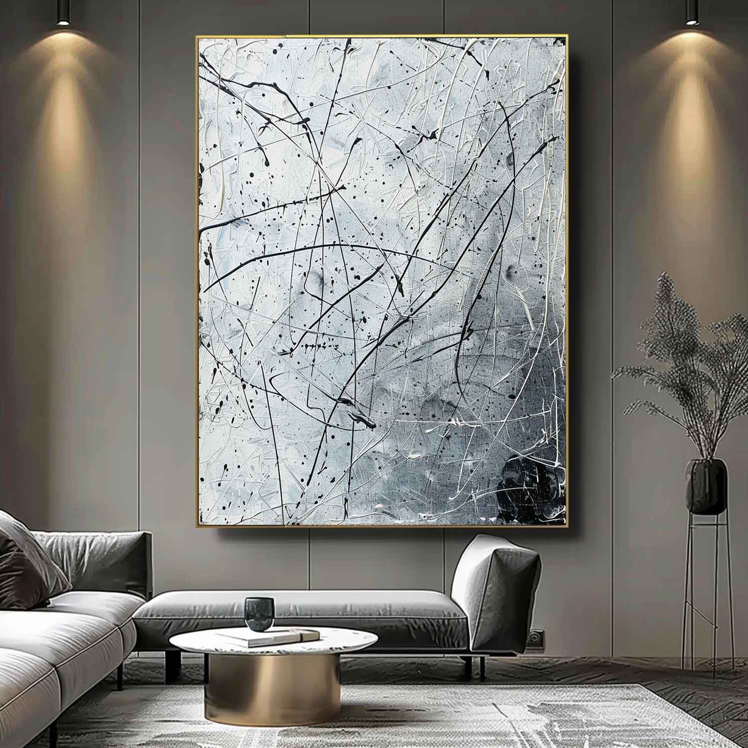 Wall Art Overlapping Organic Forms Gray Dynamic