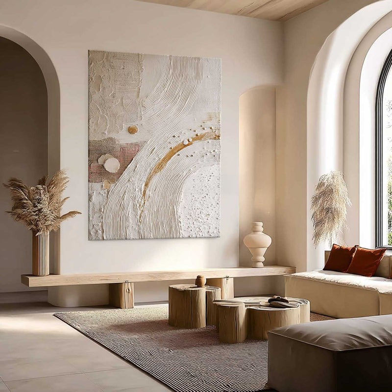 Wall Art Minimalist 3D Gold Abstract Flowing