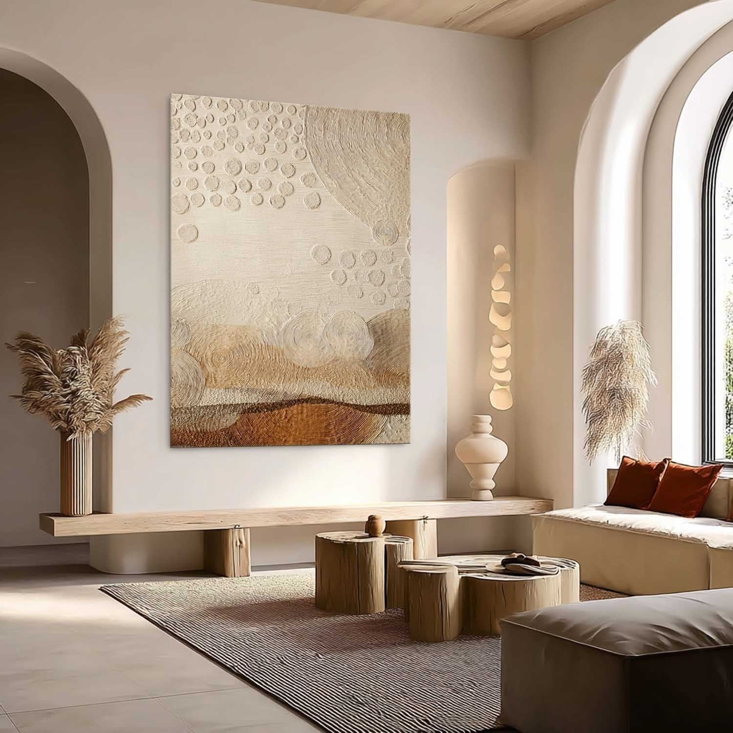 Wall Art Raised Dot Circle Texture Bohemian