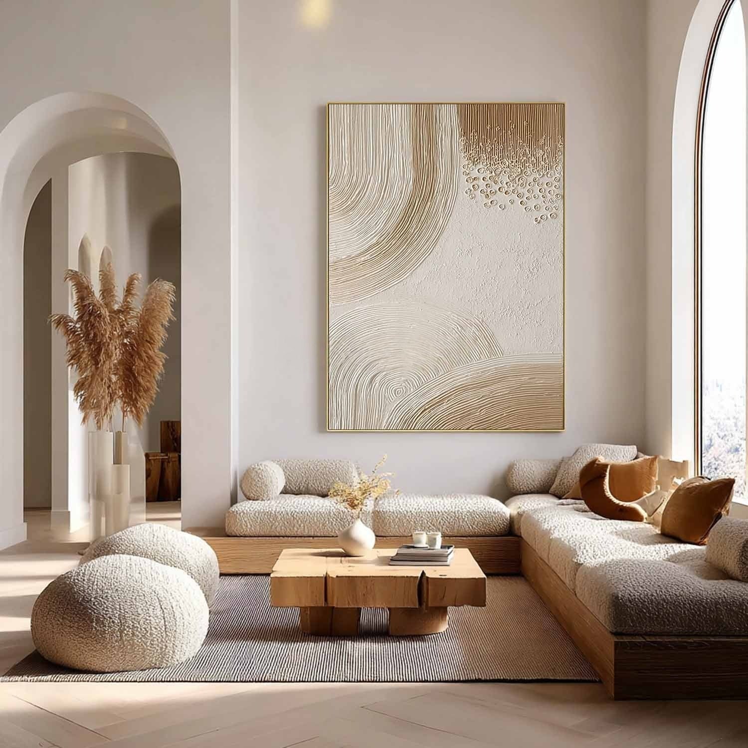 Wall Art Beige Wave Abstract Minimalist