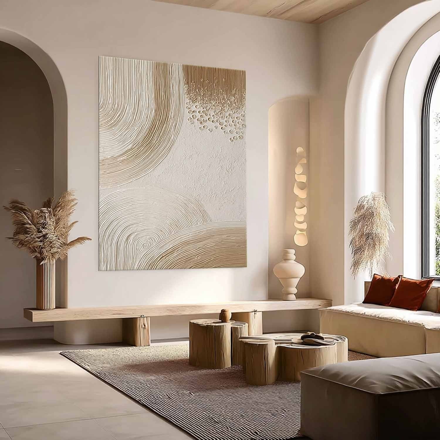 Wall Art Beige Wave Abstract Minimalist