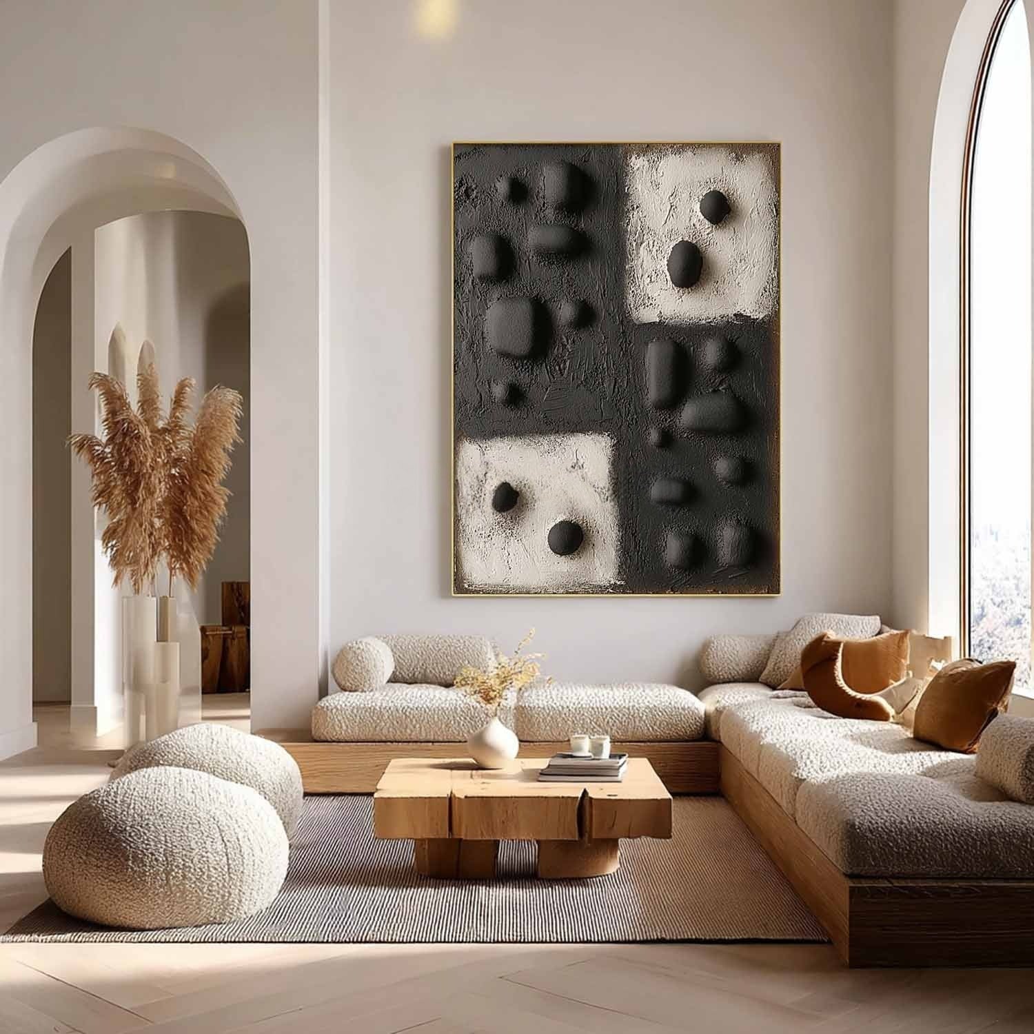 Wall Art Contrast Block Bas-Relief Abstract Painting