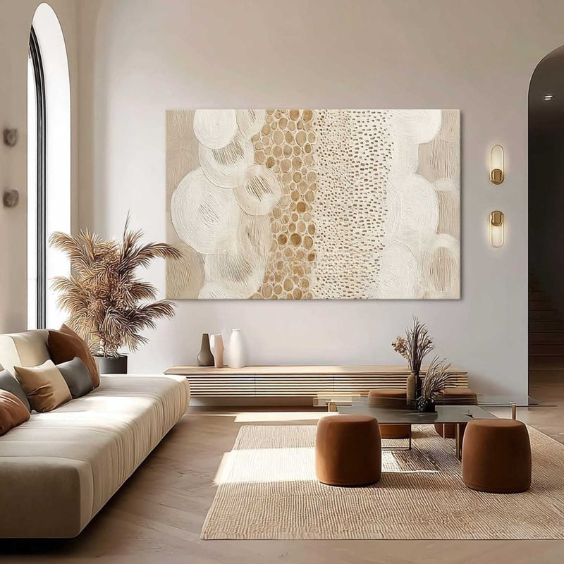 Beige White Organic Abstract Painting
