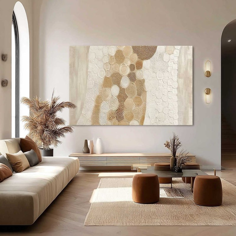 Beige White Organic Abstract Painting