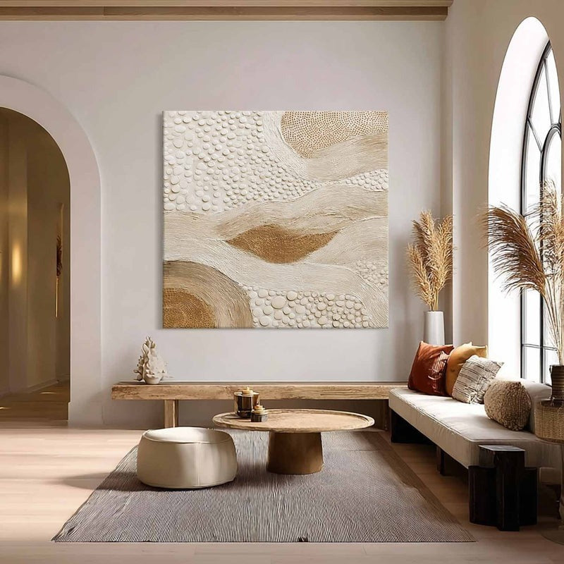 Beige Organic Abstract Textured Painting