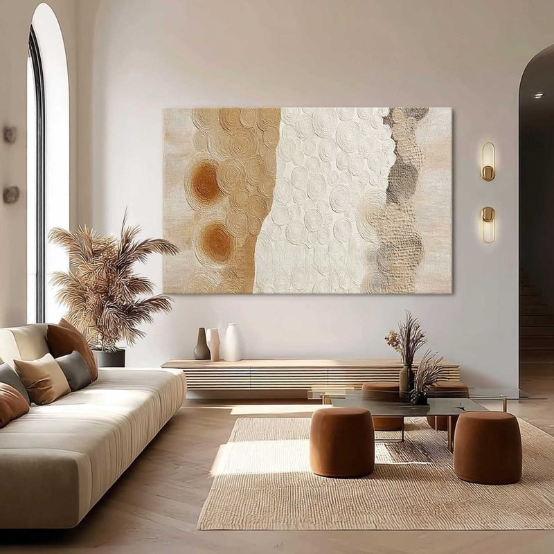 Beige White Organic Abstract Painting