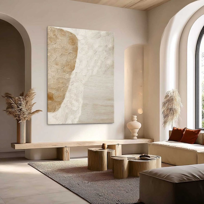 Beige Abstract Organic Textured Painting
