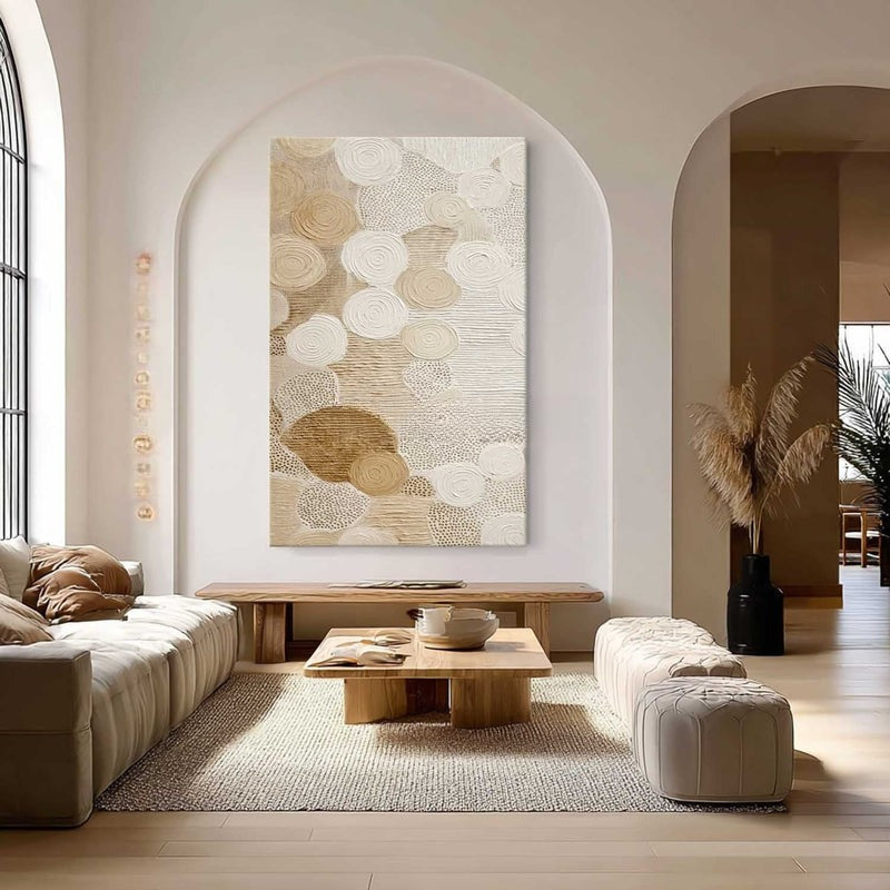 Beige White Organic Abstract Painting